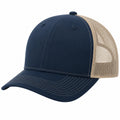 Unisex Baseballcap mit Mesh Rückseite Dunkelblau/Sand