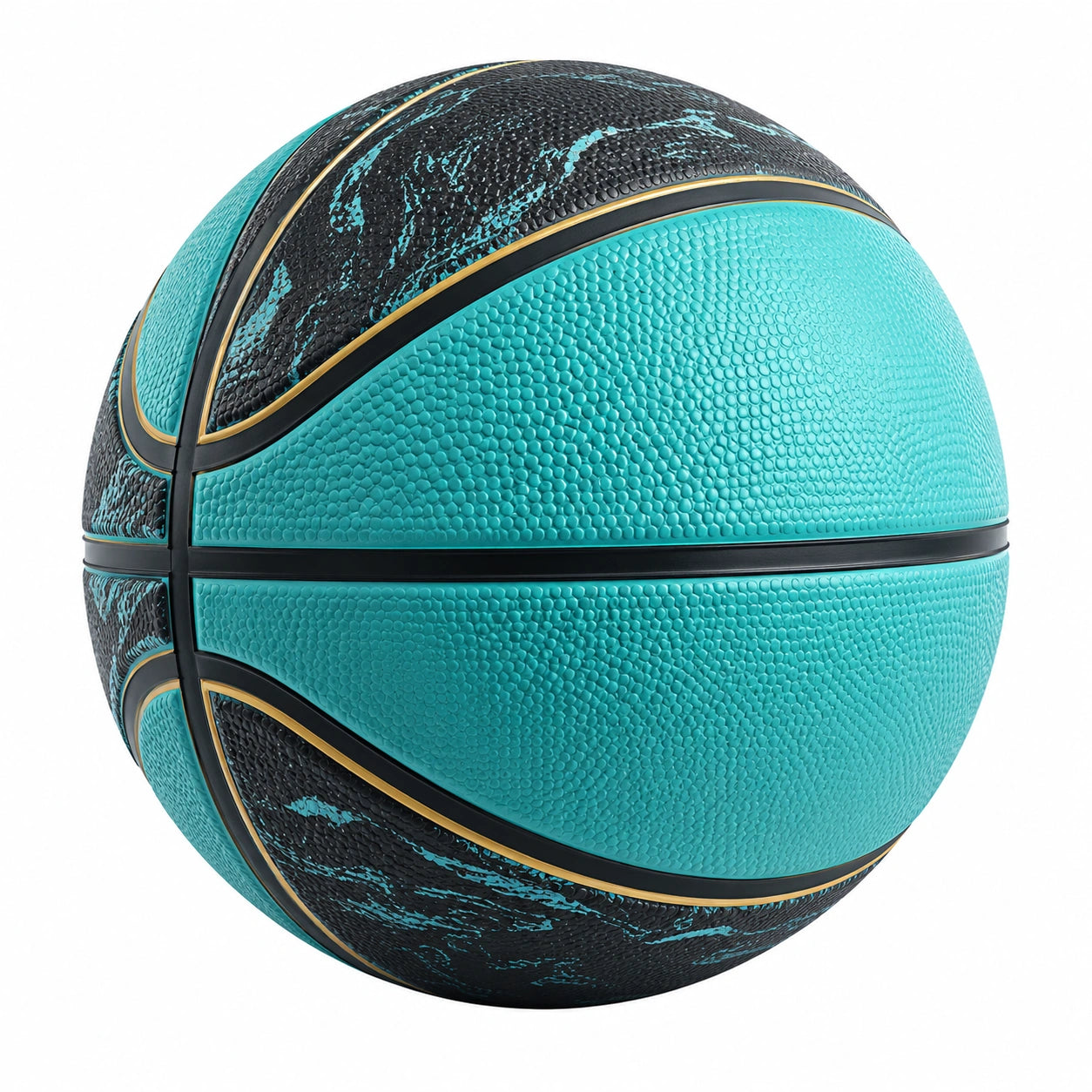 Basketball Größe 7 für Outdoor und Indoor, Türkis/Schwarz