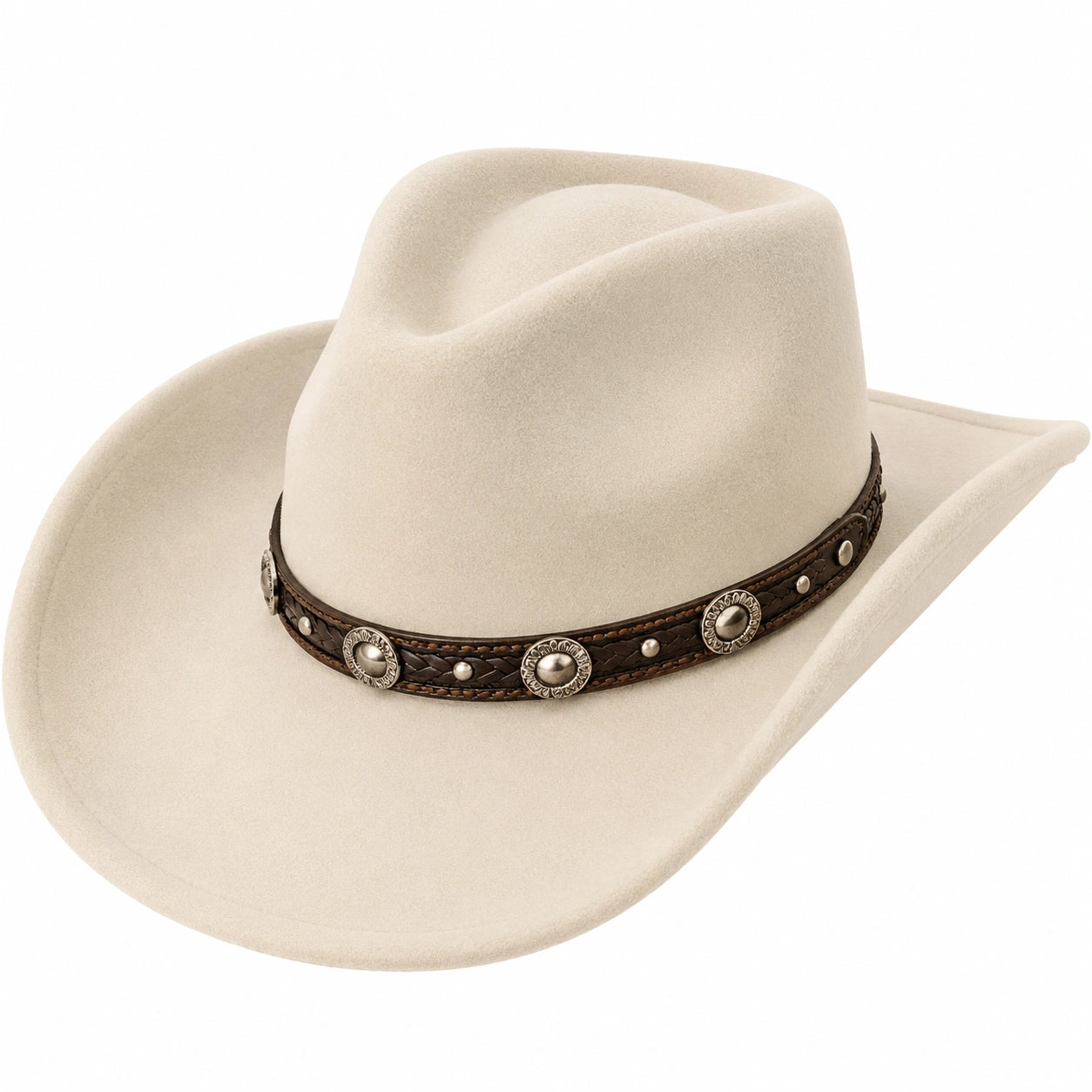 Klassischer Cowboyhut mit Zierband Beige