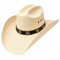 Cowboyhut Beige mit Lederband und Metallverzierungen