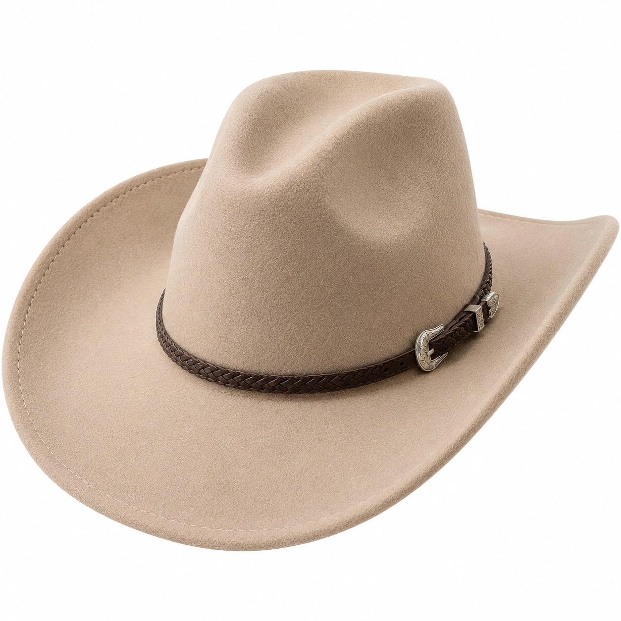 Western Cowboyhut Beige mit Lederband