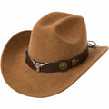 Brauner Western-Cowboyhut mit Stierkopfverzierung