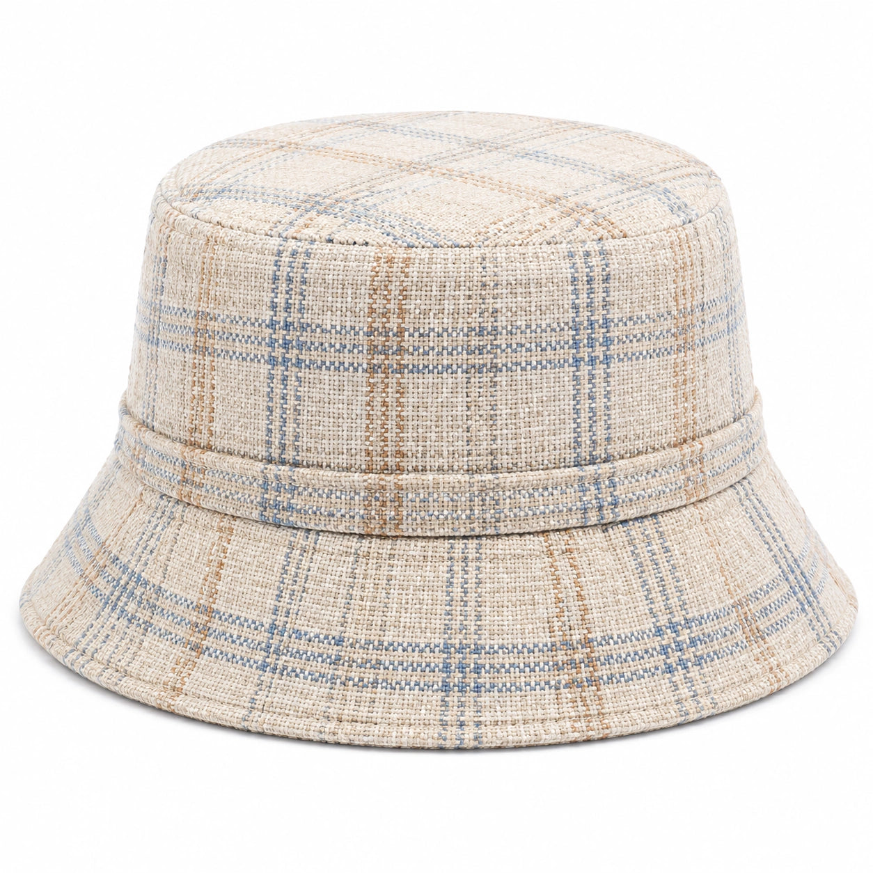 Unisex Karo Fischerhut Beige/Blau