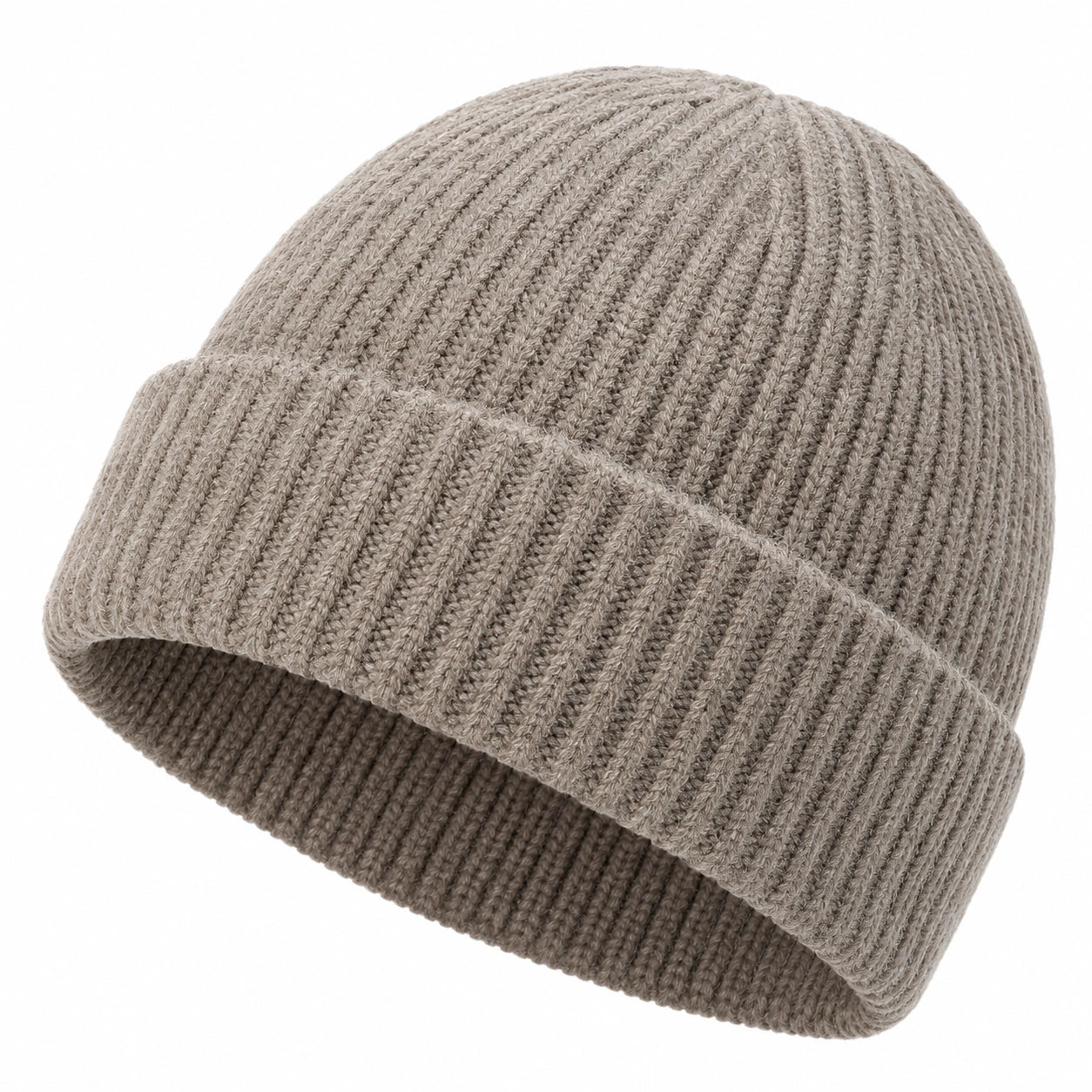 Unisex Strickmütze mit Rippenmuster in Beige
