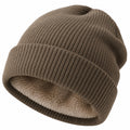 Braune Unisex-Strickmütze mit Fleecefutter