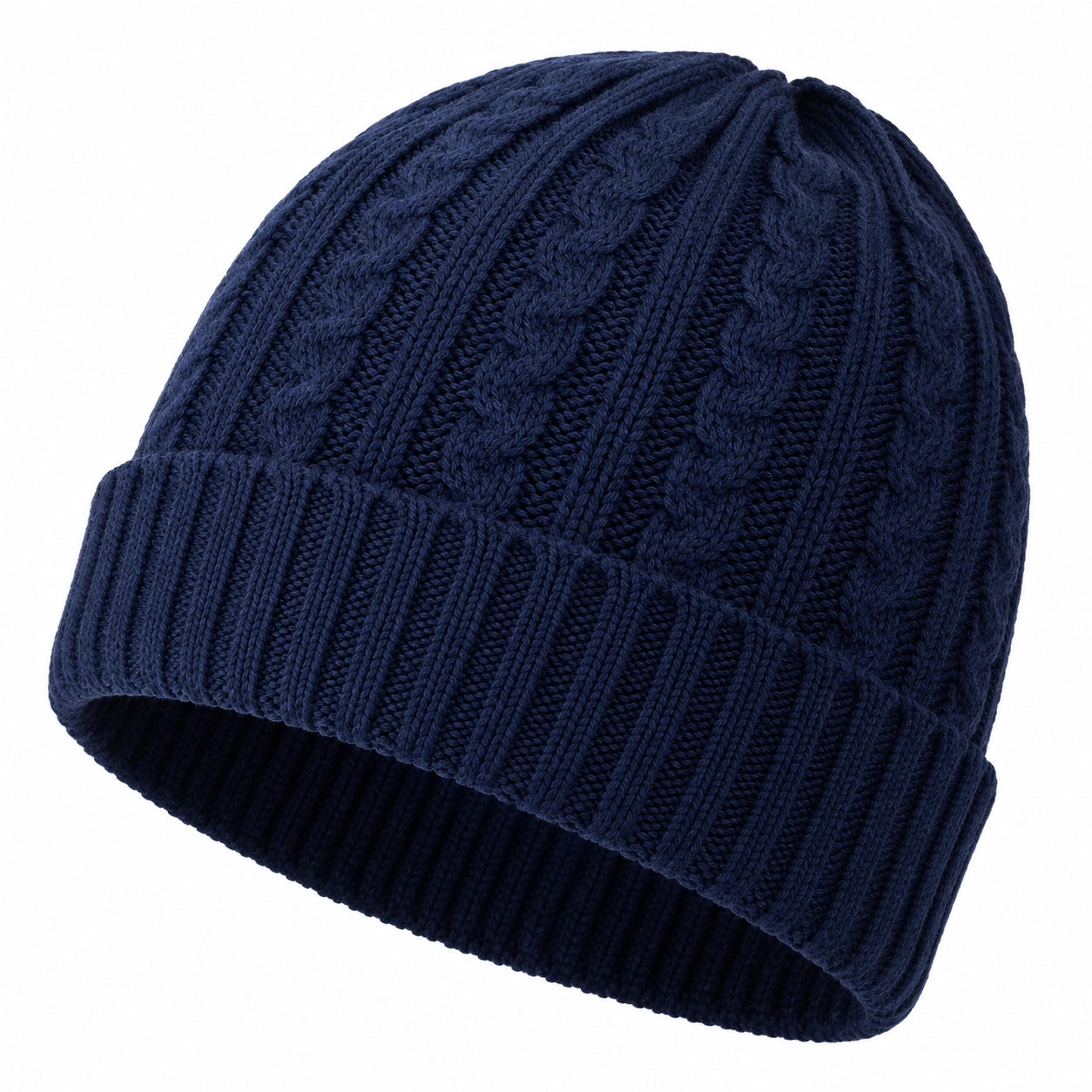 Unisex Wintermütze mit Zopfmuster Dunkelblau
