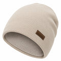 Strick Beanie Mütze mit Fleece Unisex Beige